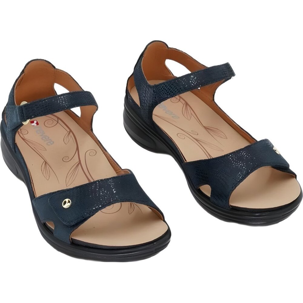 Revere Portofino Navy Lizard Sandal - Women's US 6 W